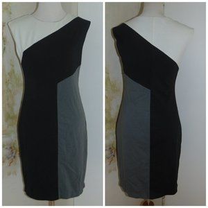 Y2K MAX AND CLEO colorblock GREY BLACK WHITE Wiggle Mini Sleeveless DRESS SZ 4